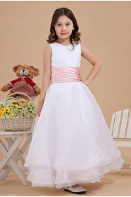 Yarn Jewel Neckline Ankle-Length A-line Dress with Ruffle