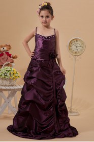 Taffeta Spaghetti Straps A-line Dress with Ruffle