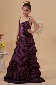 Taffeta Spaghetti Straps A-line Dress with Ruffle