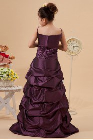 Taffeta Spaghetti Straps A-line Dress with Ruffle