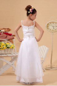 Organza and Taffeta Spaghetti Straps Floor Length A-line Dress