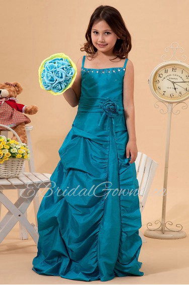 Taffeta Spaghetti Straps Floor Length A-line Dress