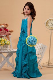 Taffeta Spaghetti Straps Floor Length A-line Dress