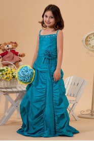 Taffeta Spaghetti Straps Floor Length A-line Dress