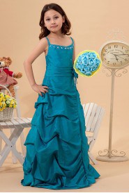 Taffeta Spaghetti Straps Floor Length A-line Dress