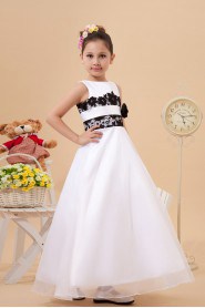 Satin and Tulle Jewel Neckline Ankle-Length A-Line Dress