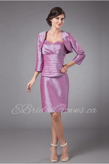 Taffeta Sweetheart Short Sheath Dress with Jacket