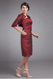 Taffeta Strapless Short Sheath Dress with Jacket