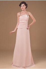 Chiffon Straps Neckline Floor Length A-line Dress