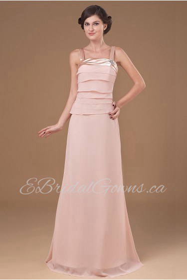 Chiffon Straps Neckline Floor Length A-line Dress