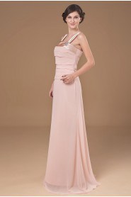 Chiffon Straps Neckline Floor Length A-line Dress