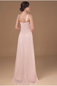 Chiffon Straps Neckline Floor Length A-line Dress