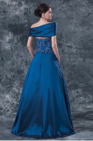 Taffeta Strapless Floor Length Ball Gown Dress with Embroidery