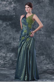 Satin V-Neckline Floor Length A-line Dress