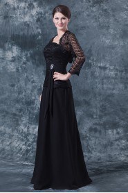 Chiffon Strapless Floor Length A-line Dress with Lace and Jacket