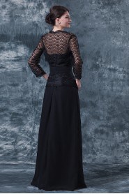 Chiffon Strapless Floor Length A-line Dress with Lace and Jacket