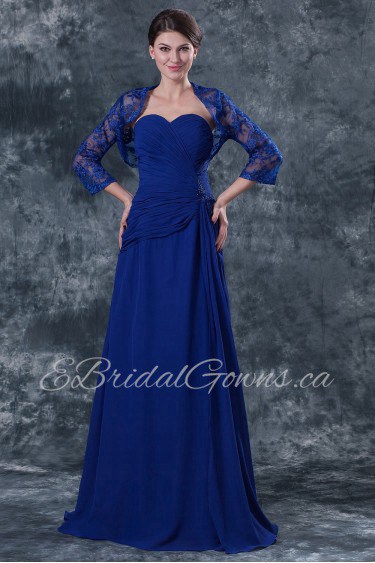 Lace and Chiffon Sweetheart Floor Length A-line Dress with Jacket