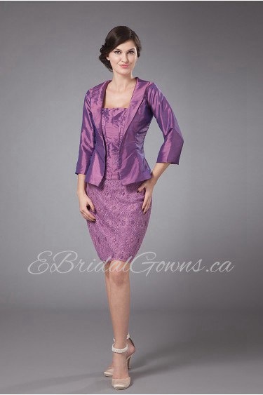 Slik and Taffeta Strapless Short Sheath Dress with Jacket 