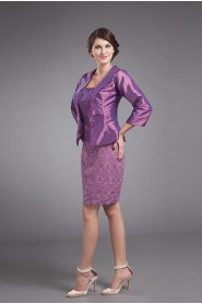 Slik and Taffeta Strapless Short Sheath Dress with Jacket 