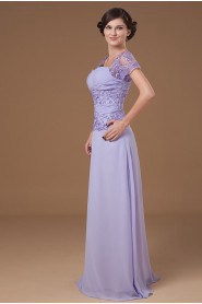 Chiffon Sweetheart Floor Length A-line Dress with Short Sleeves