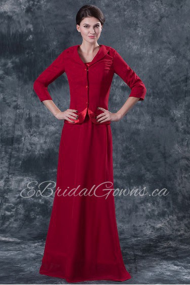 Satin Square Neckline Floor Length A-line Dress with Jacket