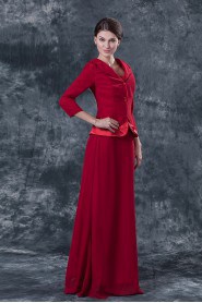 Satin Square Neckline Floor Length A-line Dress with Jacket