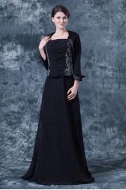 Chiffon Spaghetti Straps Floor Length A-line Dress with Jacket