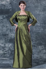 Taffeta Strapless Floor Length A-line Dress with Jacket