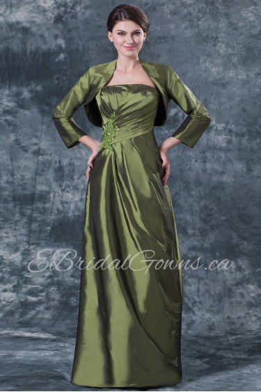 Taffeta Strapless Floor Length A-line Dress with Jacket