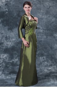 Taffeta Strapless Floor Length A-line Dress with Jacket