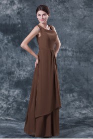 Chiffon Square Neckline Floor Length A-line Dress with Ruffle