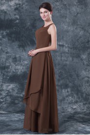 Chiffon Square Neckline Floor Length A-line Dress with Ruffle