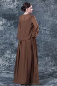 Chiffon Square Neckline Floor Length A-line Dress with Ruffle