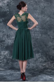 Chiffon Jewel Neckline Short Dress