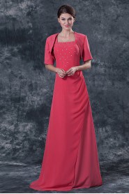 Chiffon Square Neckline Floor Length A-line Dress with Jacket