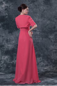 Chiffon Square Neckline Floor Length A-line Dress with Jacket