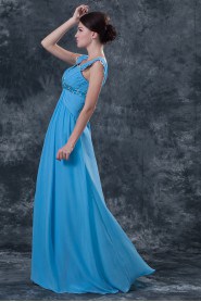 Chiffon Straps Neckline Floor Length Column Dress