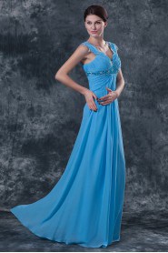 Chiffon Straps Neckline Floor Length Column Dress