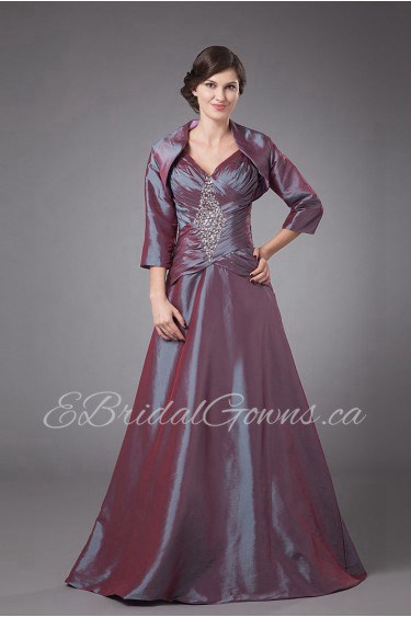 Taffeta Spaghetti Straps Floor Length A-line Dress with Jacket