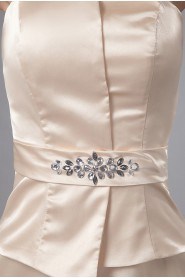 Satin Strapless Floor Length A-line Dress with Crystal and Jacket