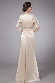 Satin Strapless Floor Length A-line Dress with Crystal and Jacket