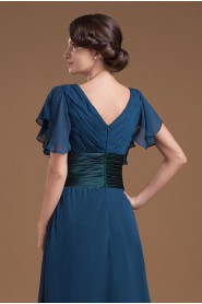 Chiffon V-Neckline Short Dress with Ruffle