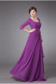 Chiffon Square Neckline Floor Length Column Dress