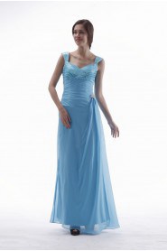 Chiffon Straps Neckline Ankle-Length Empire Dress with Ruffle