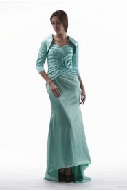 Charmeuse Sweetheart Floor Length Sheath Dress with Handmade Flowers and Jacket