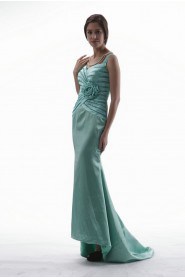 Charmeuse Sweetheart Floor Length Sheath Dress with Handmade Flowers and Jacket