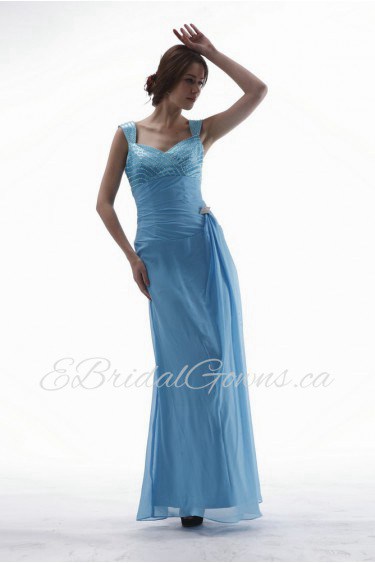 Chiffon and Satin Straps Neckline Ankle-Length Column Dress with Beaded and Jacket