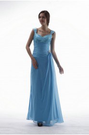 Chiffon and Satin Straps Neckline Ankle-Length Column Dress with Beaded and Jacket