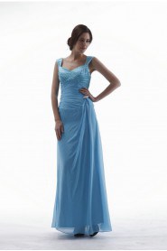 Chiffon and Satin Straps Neckline Ankle-Length Column Dress with Beaded and Jacket