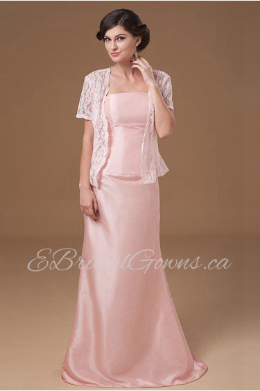 Chiffon Strapless Sheath Dress with Ruffle and Jacket